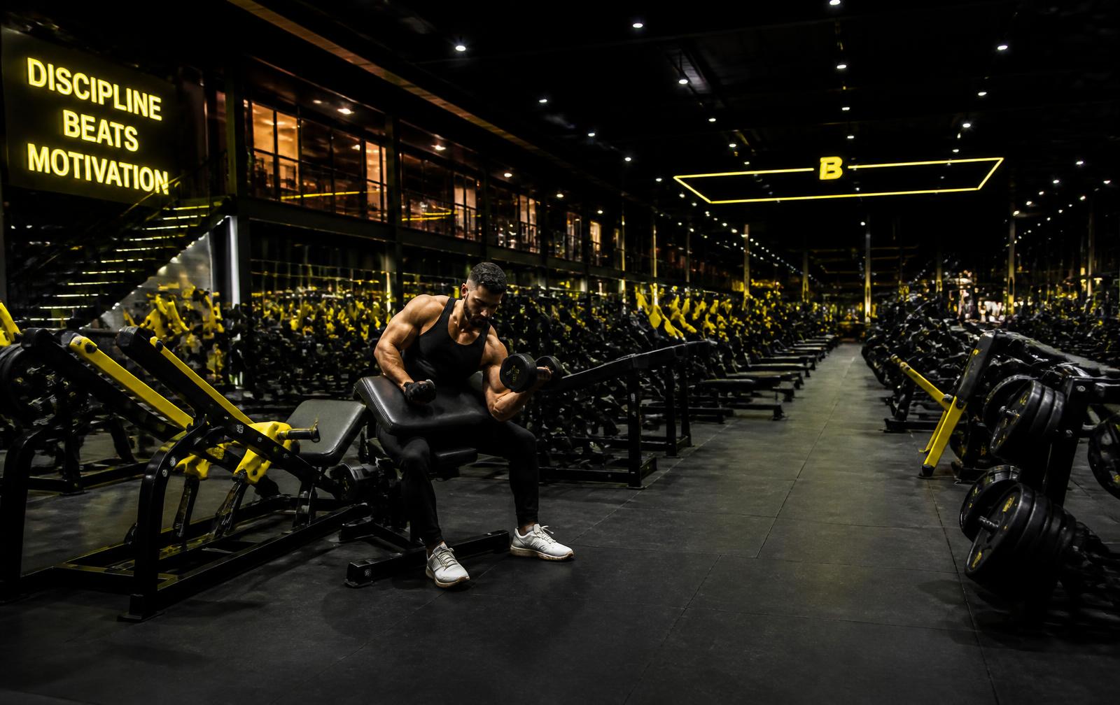 Power Gym training floor at night